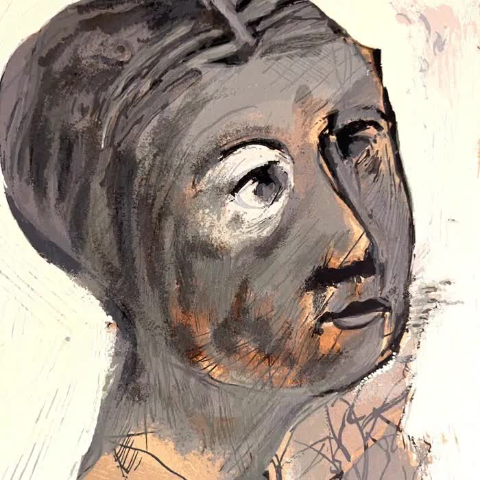 Marino Marini - Portrait - Original Vintage Material Silkscreen